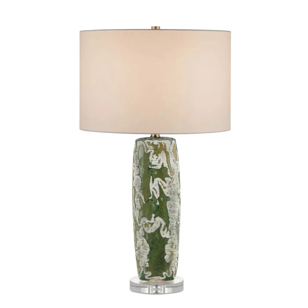 Lampada da tavolo in ceramica color fumo verde