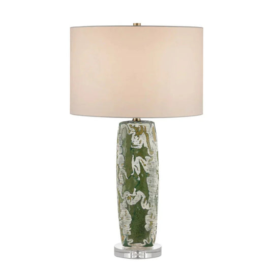 Lampada da tavolo in ceramica color fumo verde