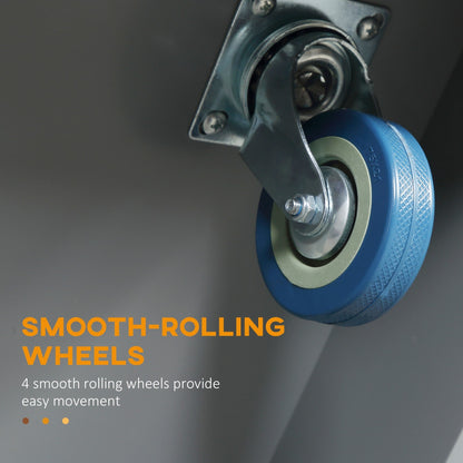 HOMCOM Isola da cucina mobile con contenitore, carrello da cucina portatile con piano in acciaio inox, grigio - N/D