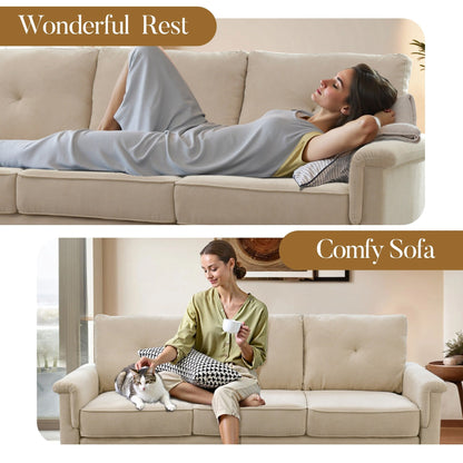 Divano imbottito HOOOWOOO Mid-Century a 3 posti con gambe in legno per soggiorno