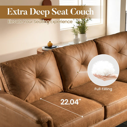 Divano imbottito HOOOWOOO Mid-Century a 3 posti con gambe in legno per soggiorno