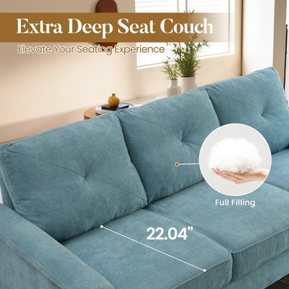 Divano imbottito HOOOWOOO Mid-Century a 3 posti con gambe in legno per soggiorno