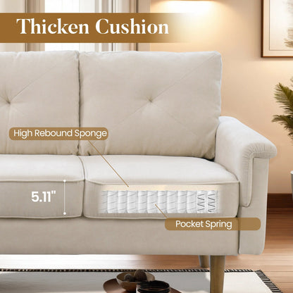 Divano imbottito HOOOWOOO Mid-Century a 3 posti con gambe in legno per soggiorno