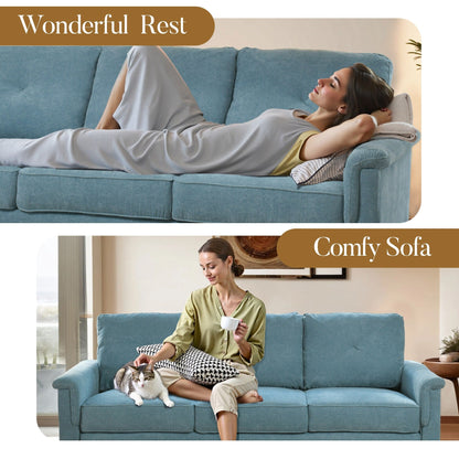 Divano imbottito HOOOWOOO Mid-Century a 3 posti con gambe in legno per soggiorno