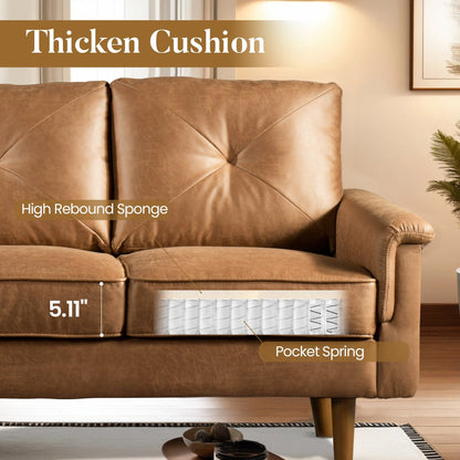 Divano imbottito HOOOWOOO Mid-Century a 3 posti con gambe in legno per soggiorno