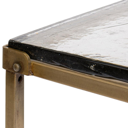 Tavolino da caffè componibile in ottone con piano in vetro