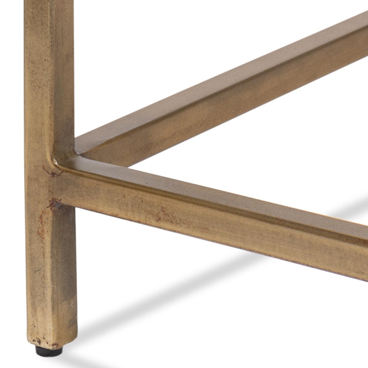 Tavolino da caffè componibile in ottone con piano in vetro