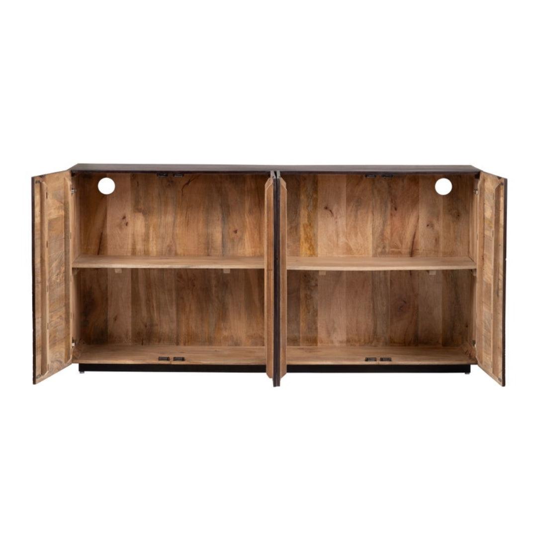 Credenza in legno con design a foglia intagliata