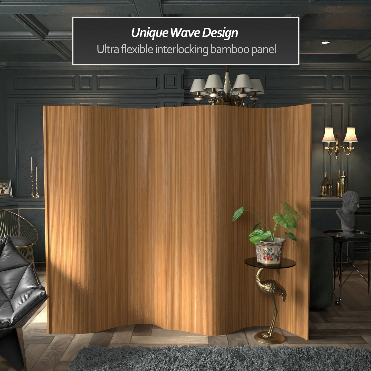 Paravento fatto a mano in bambù ondulato da 6 piedi (Cina)