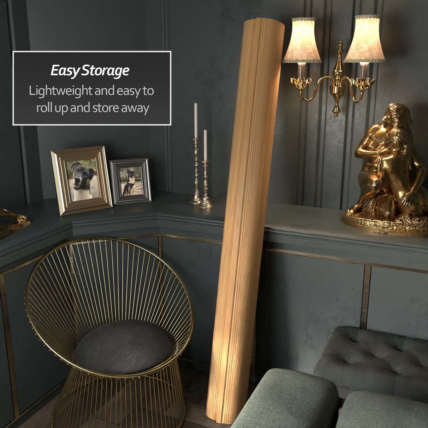 Paravento fatto a mano in bambù ondulato da 6 piedi (Cina)