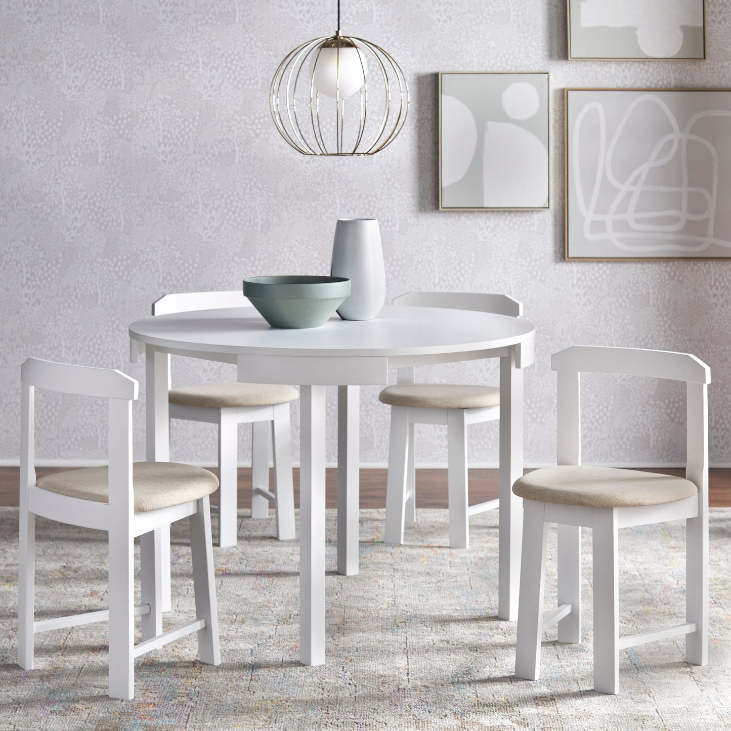 Set da pranzo rotondo compatto Harrisburg Tobey da 5 pezzi