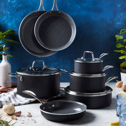 Henckels Capri Ceramic Set di pentole antiaderenti in alluminio e ceramica da 11 pezzi - Grigio