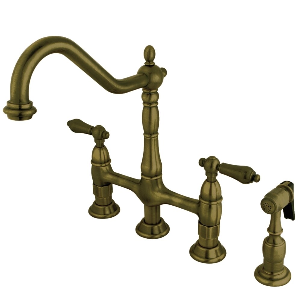 Rubinetto da cucina Kingston Brass Heritage Bridge con spruzzatore in ottone