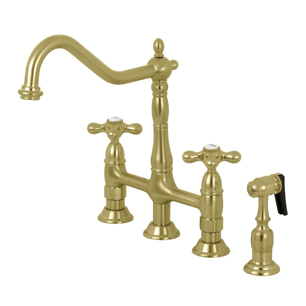 Rubinetto da cucina Kingston Brass Heritage Bridge con spruzzatore in ottone
