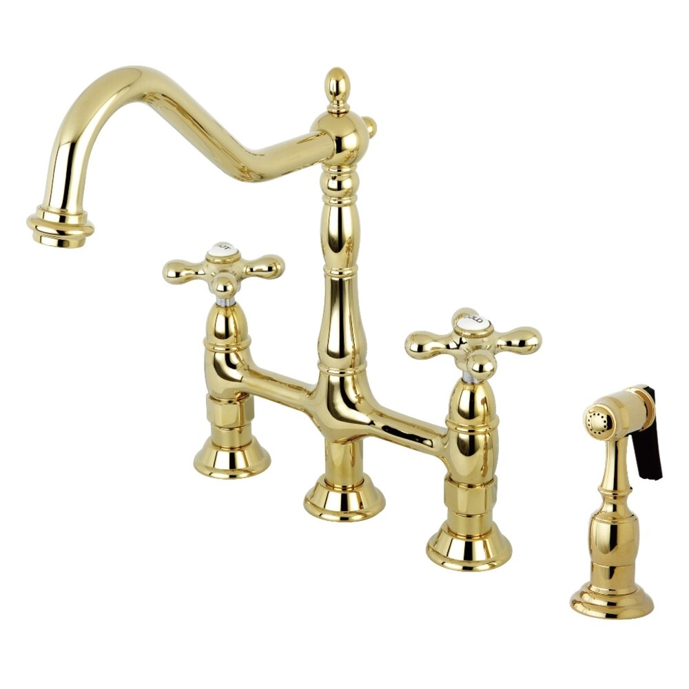 Rubinetto da cucina Kingston Brass Heritage Bridge con spruzzatore in ottone