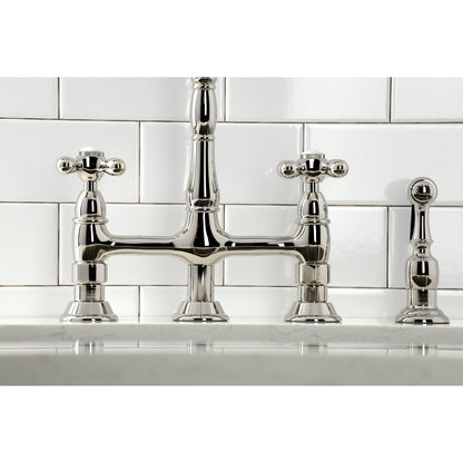 Rubinetto da cucina Heritage Bridge con spruzzatore in ottone