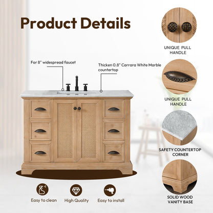 Mobile da bagno Hervas con piano in marmo naturale senza specchio