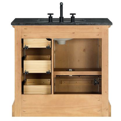 Mobile da bagno Hervas con piano in marmo naturale senza specchio