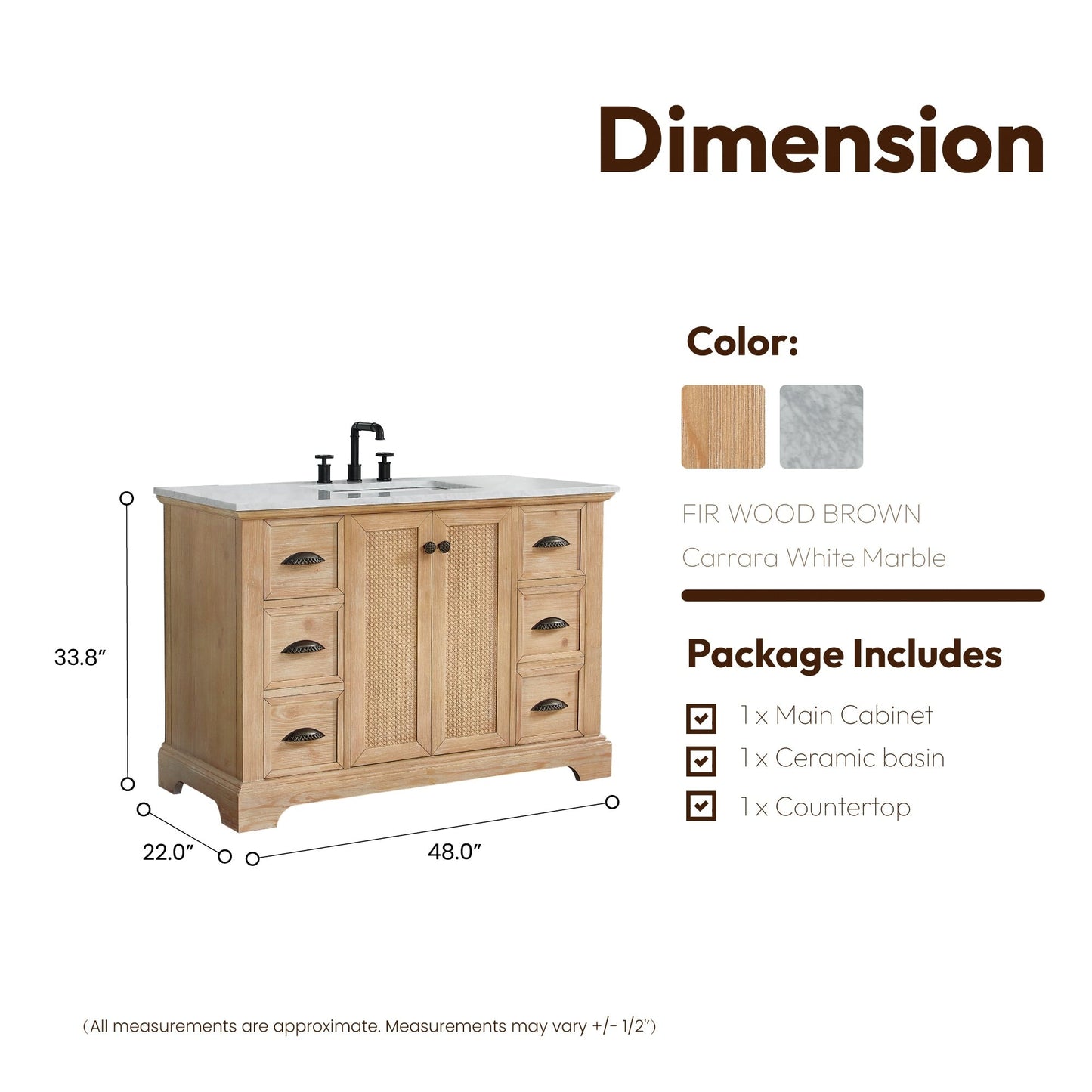Mobile da bagno Hervas con piano in marmo naturale senza specchio