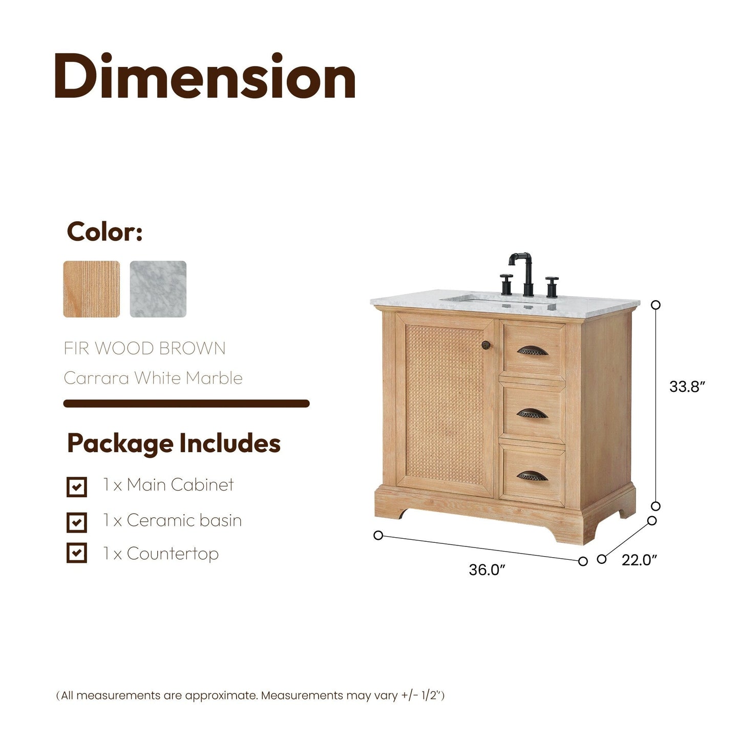 Mobile da bagno Hervas con piano in marmo naturale senza specchio