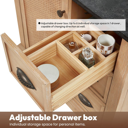 Mobile da bagno Hervas con piano in marmo naturale senza specchio