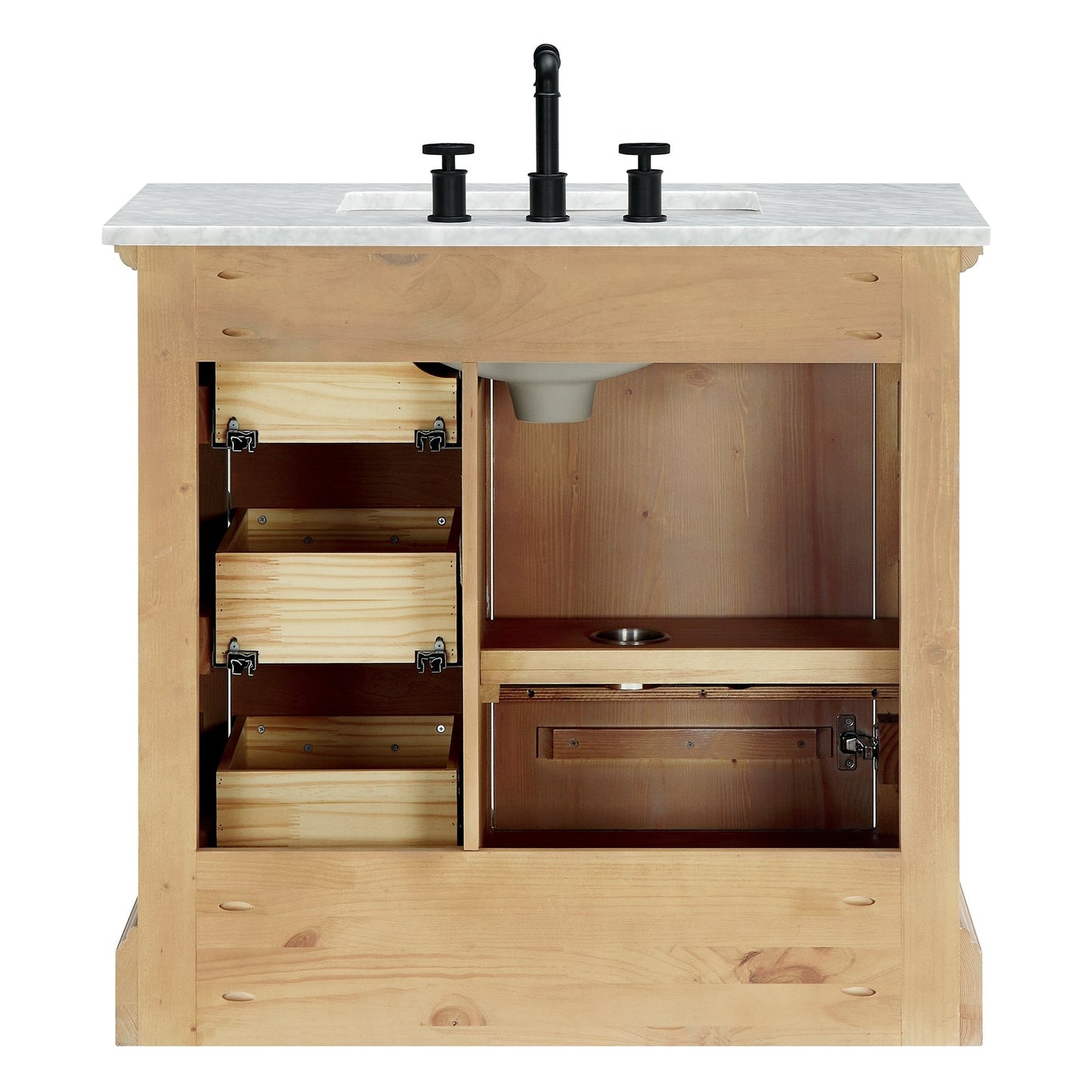 Mobile da bagno Hervas con piano in marmo naturale senza specchio