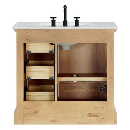 Mobile da bagno Hervas con piano in marmo naturale senza specchio