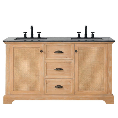 Mobile da bagno Hervas con piano in marmo naturale senza specchio