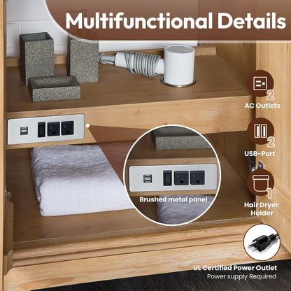 Mobile da bagno Hervas con piano in marmo naturale senza specchio