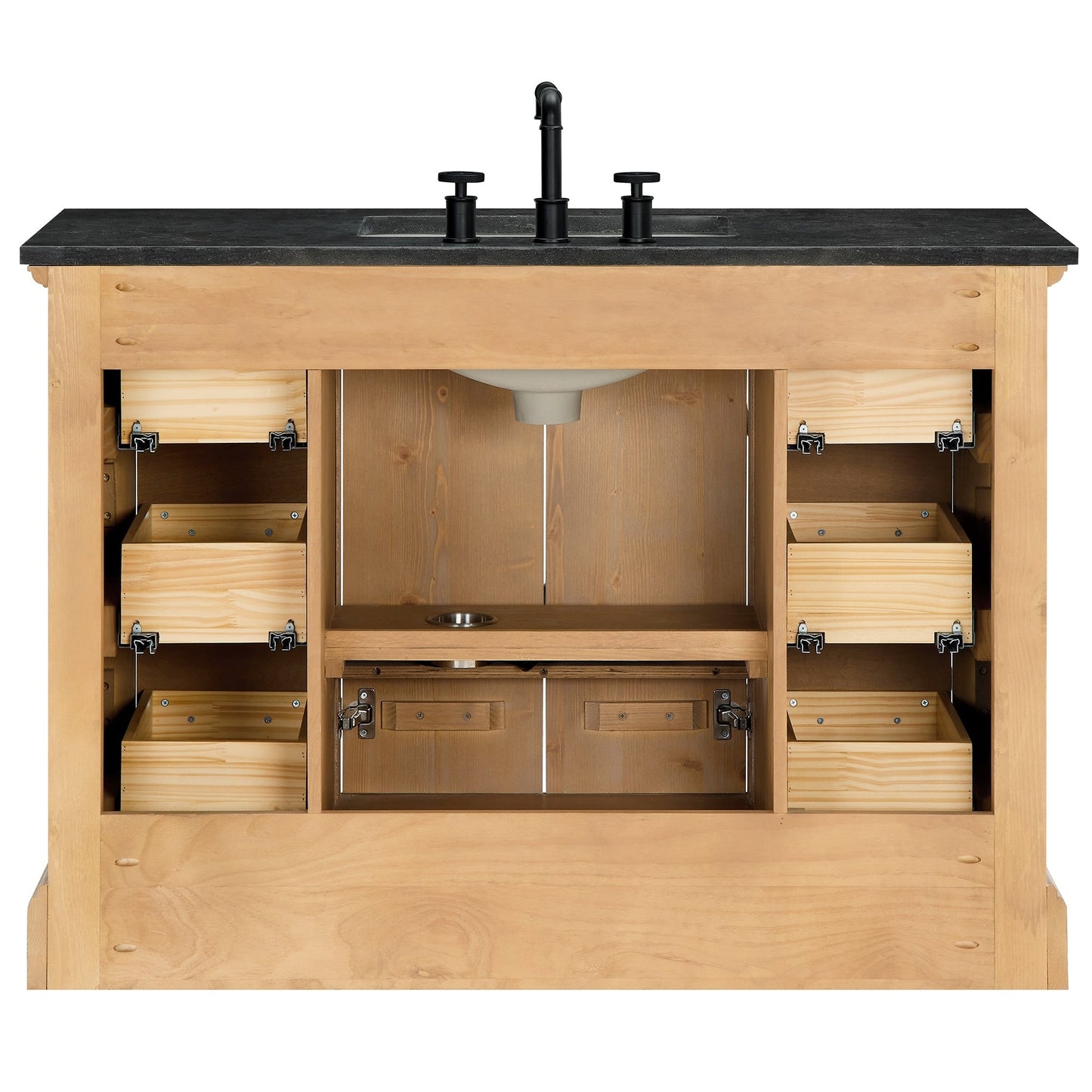 Mobile da bagno Hervas con piano in marmo naturale senza specchio