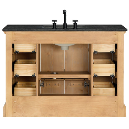 Mobile da bagno Hervas con piano in marmo naturale senza specchio