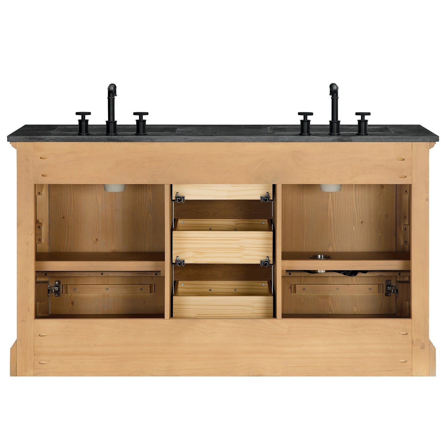 Mobile da bagno Hervas con piano in marmo naturale senza specchio