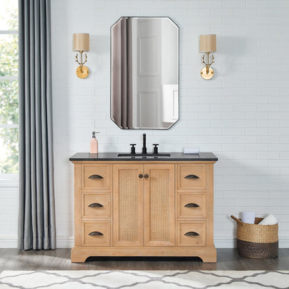 Mobile da bagno Hervas con piano in marmo naturale senza specchio