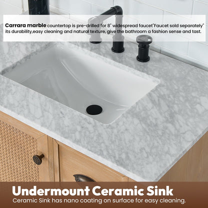 Mobile da bagno Hervas con piano in marmo naturale senza specchio