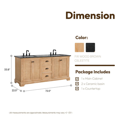 Mobile da bagno Hervas con piano in marmo naturale senza specchio