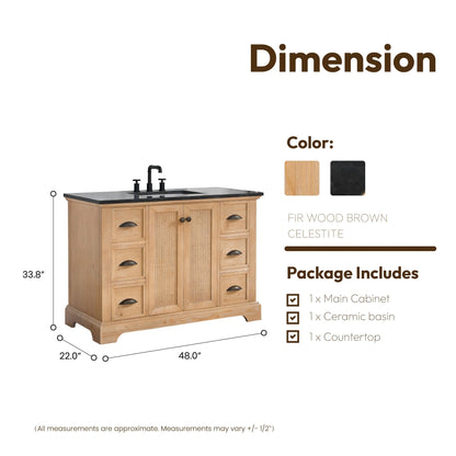 Mobile da bagno Hervas con piano in marmo naturale senza specchio