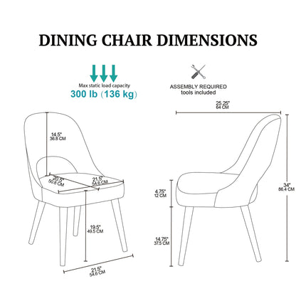 Sedie da pranzo imbottite INK IVY Nola con schienale ritagliato (set da 2)