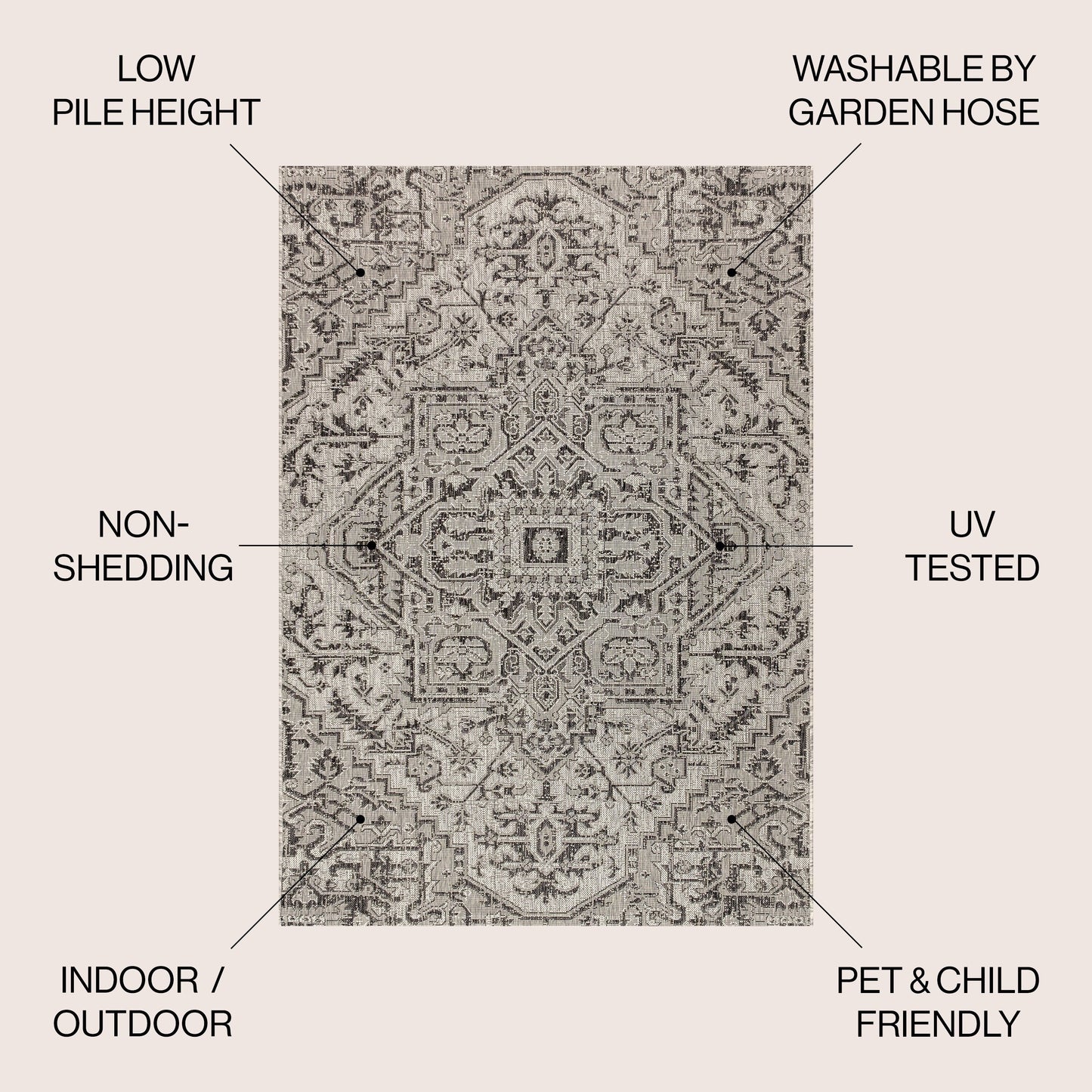 Tappeto per interni/esterni JONATHAN Y Charleston Medallion