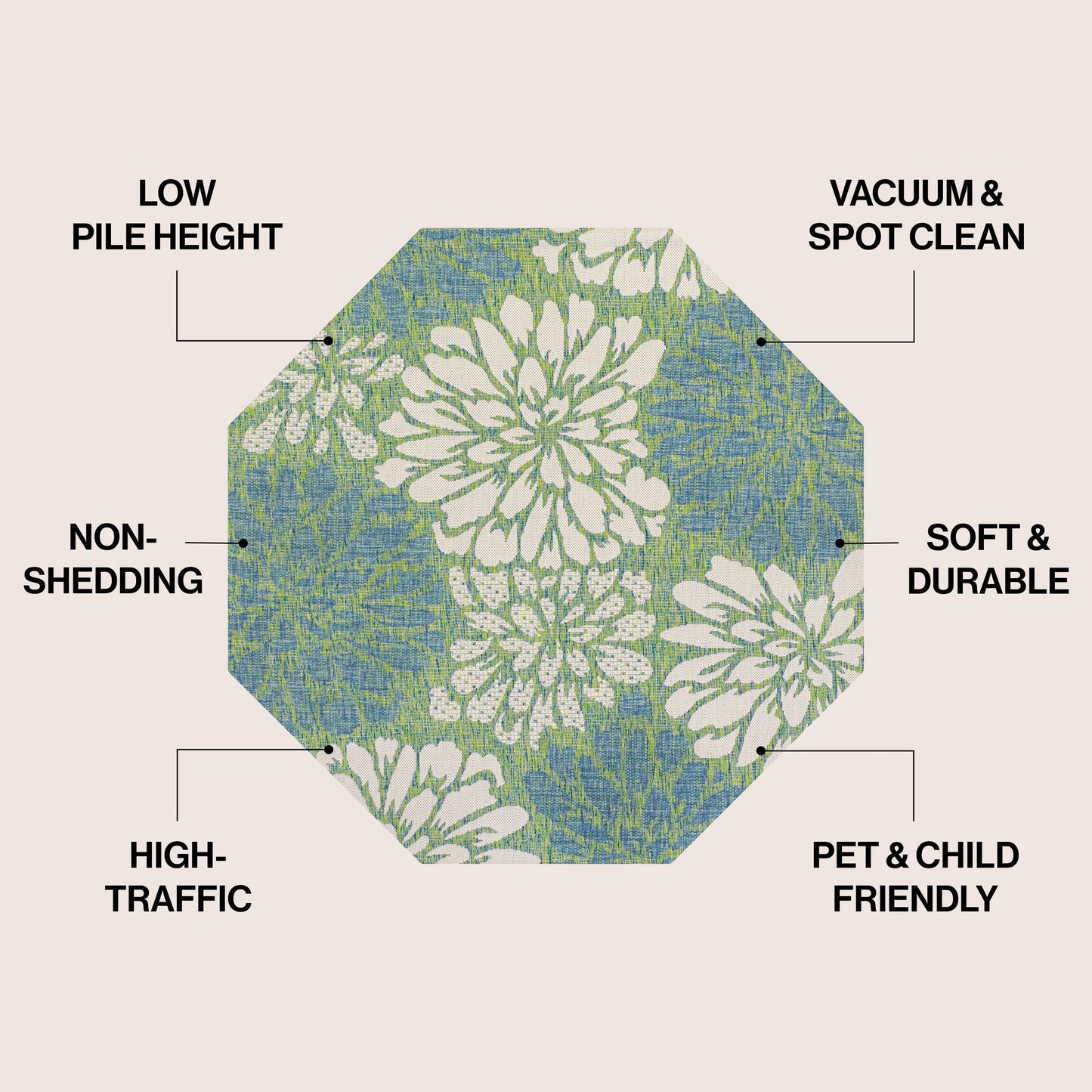 Tappeto per interni/esterni con trama floreale JONATHAN Y