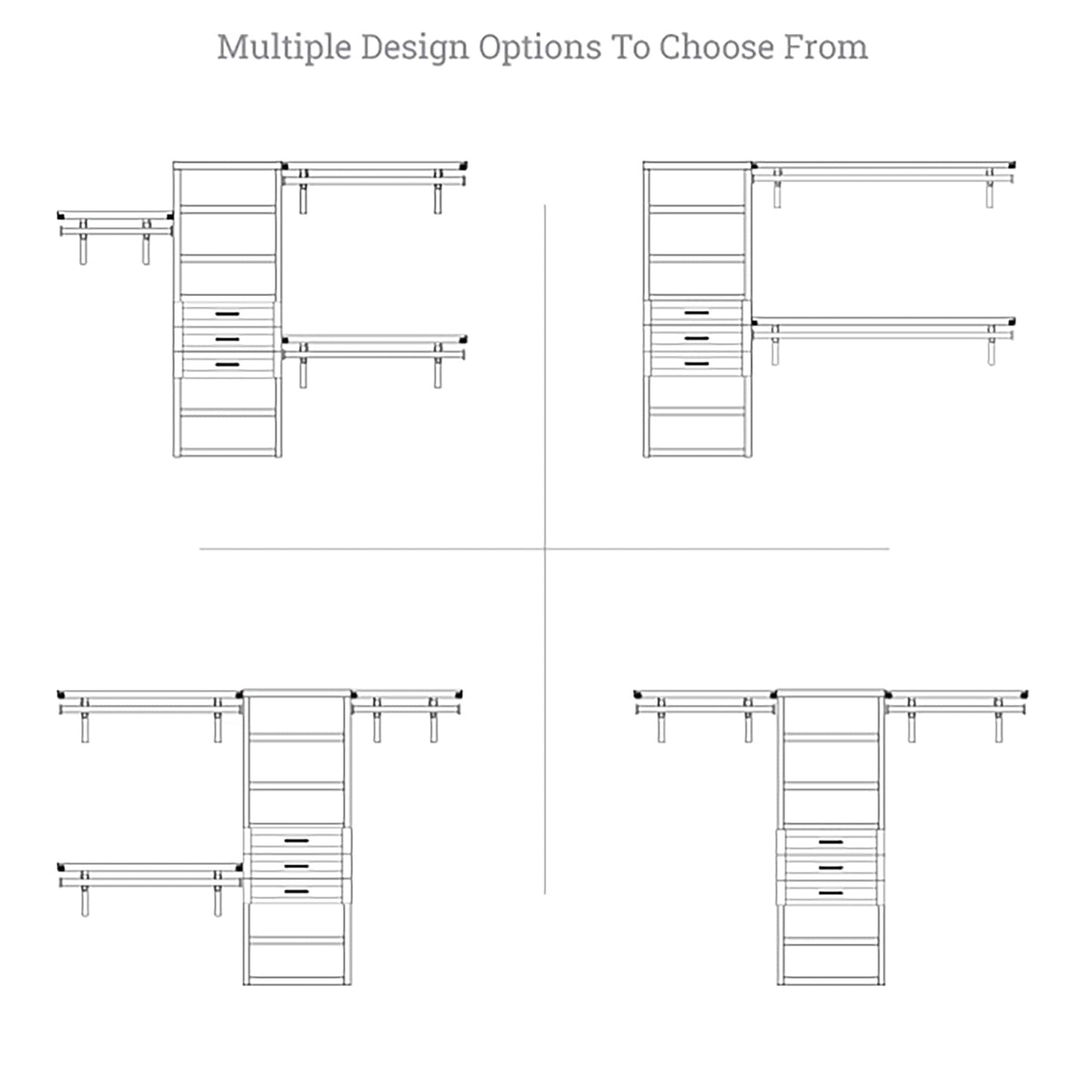 Sistema di armadi a muro John Louis Home in legno massello con 3 cassetti, bianco