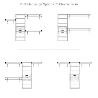 Sistema di armadi a muro John Louis Home in legno massello con 3 cassetti, bianco