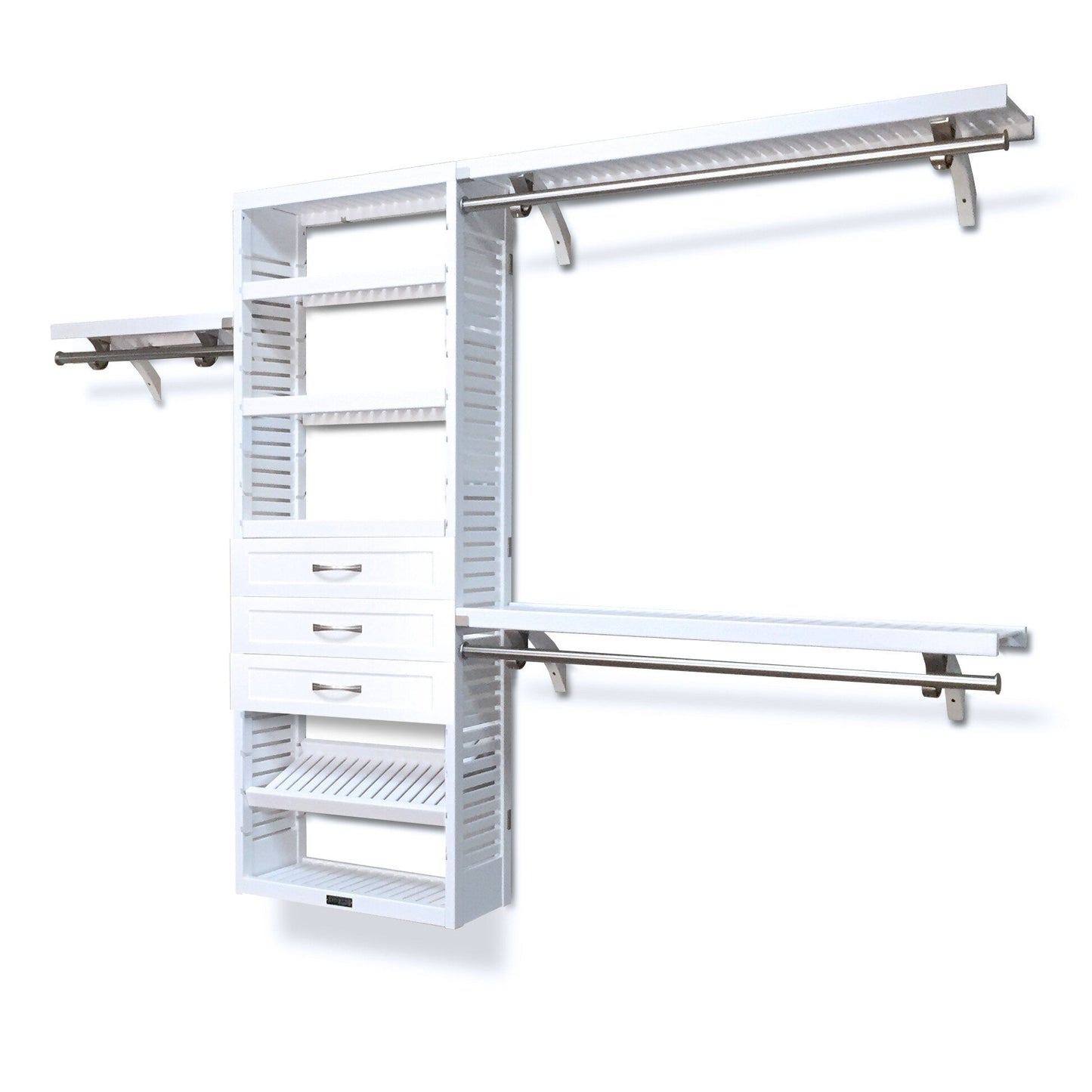 Sistema di armadi a muro John Louis Home in legno massello con 3 cassetti, bianco