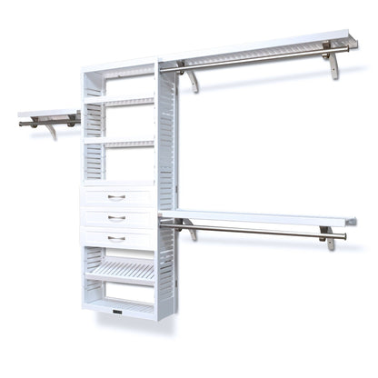 Sistema di armadi a muro John Louis Home in legno massello con 3 cassetti, bianco