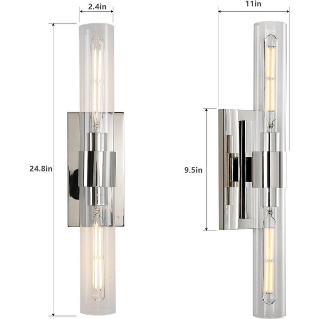 Applique da parete moderne in vetro KAYLA, lampade da parete per interni, lampada da toeletta con paralume in vetro (2 set)