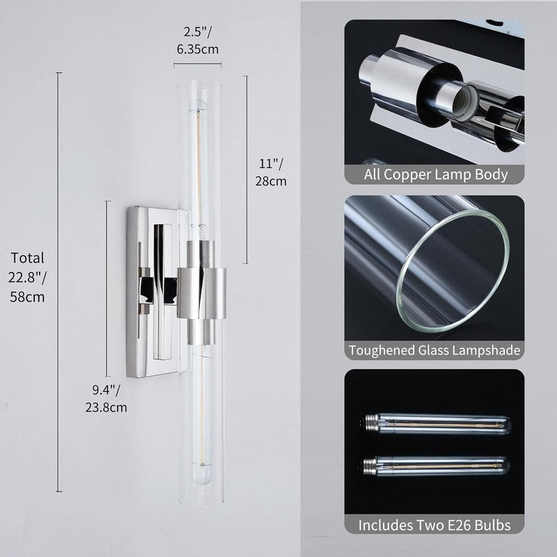 Applique da parete moderne in vetro KAYLA, lampade da parete per interni, lampada da toeletta con paralume in vetro (2 set)