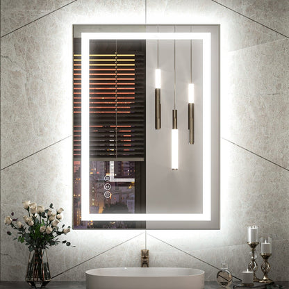 Specchio da bagno a LED antiappannamento super luminoso KIOTEE con retroilluminazione e illuminazione frontale, garanzia di 3 anni