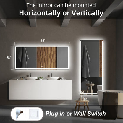 Specchio da bagno a LED antiappannamento super luminoso KIOTEE con retroilluminazione e illuminazione frontale, garanzia di 3 anni