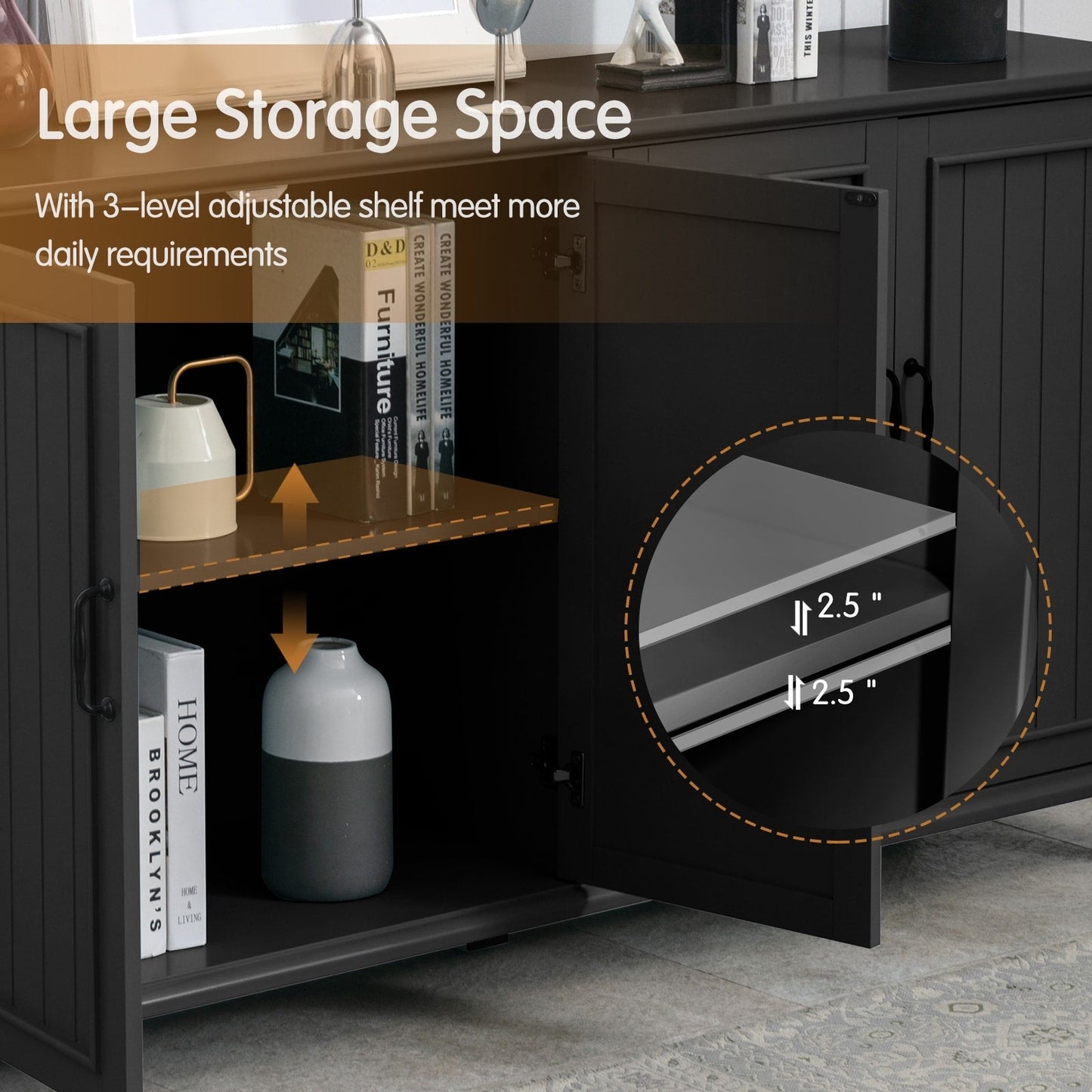 Credenza da cucina, mobile bar, mobiletto portaoggetti decorativo