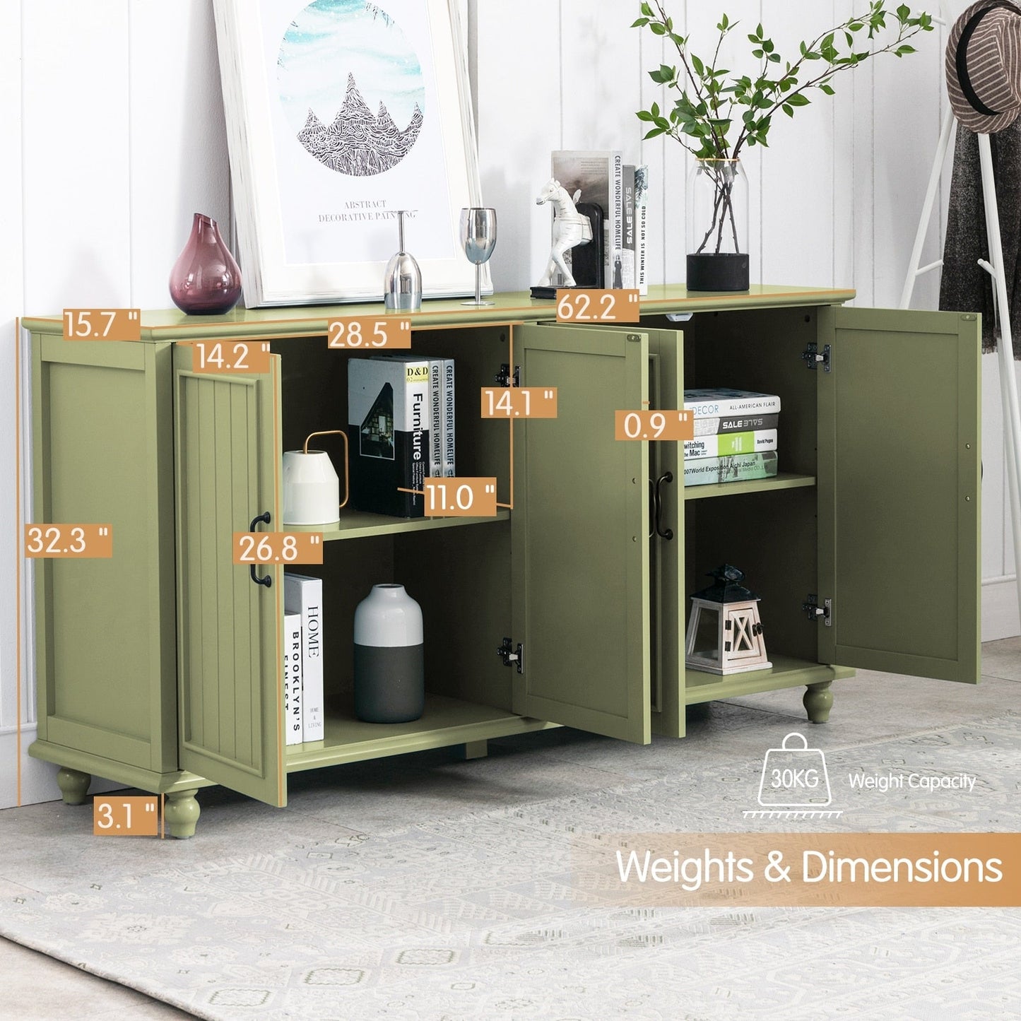 Credenza da cucina, mobile bar, mobiletto portaoggetti decorativo