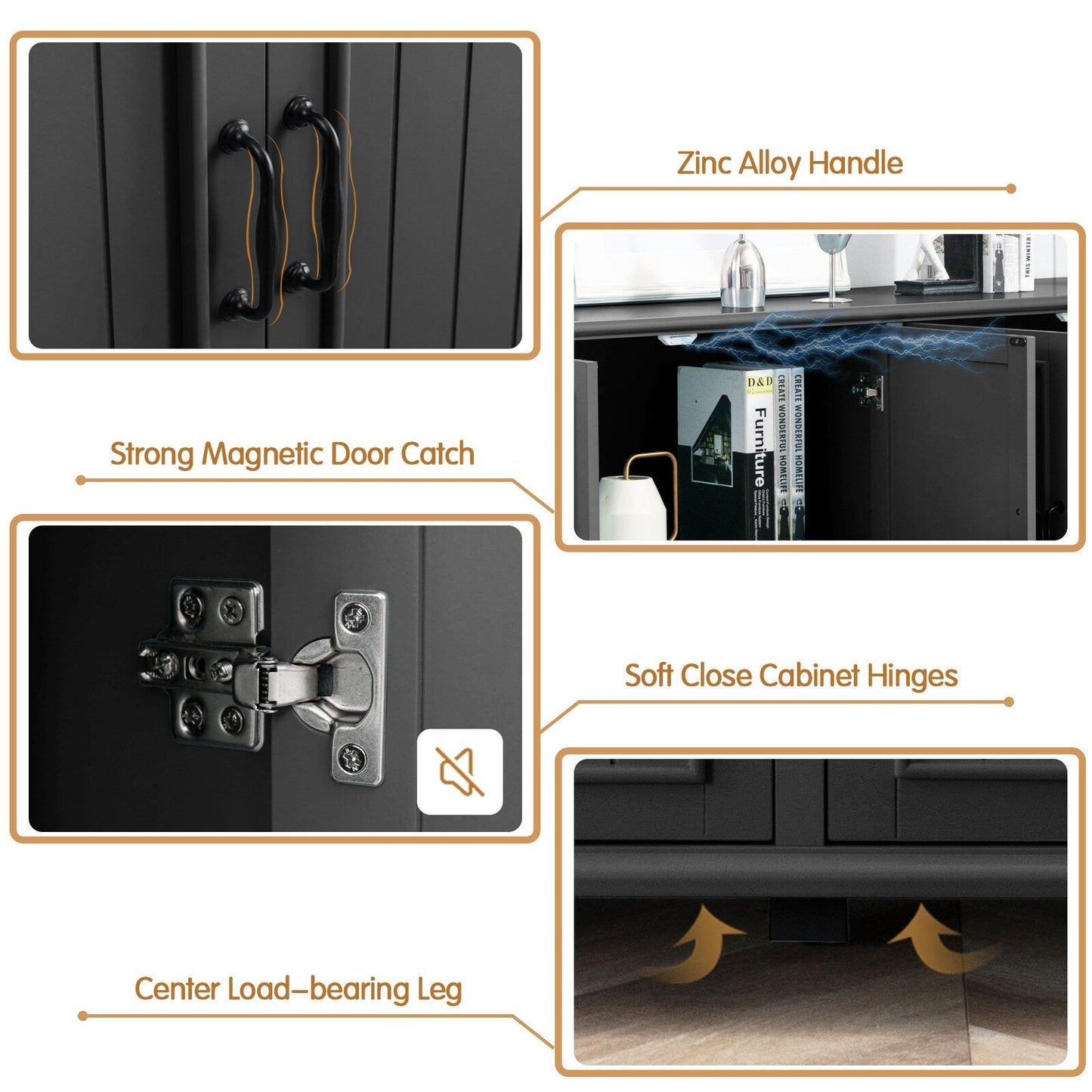 Credenza da cucina, mobile bar, mobiletto portaoggetti decorativo